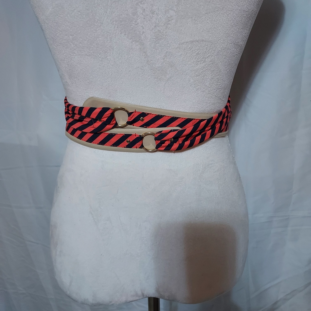 Talbots Striped Pink and Black Belt